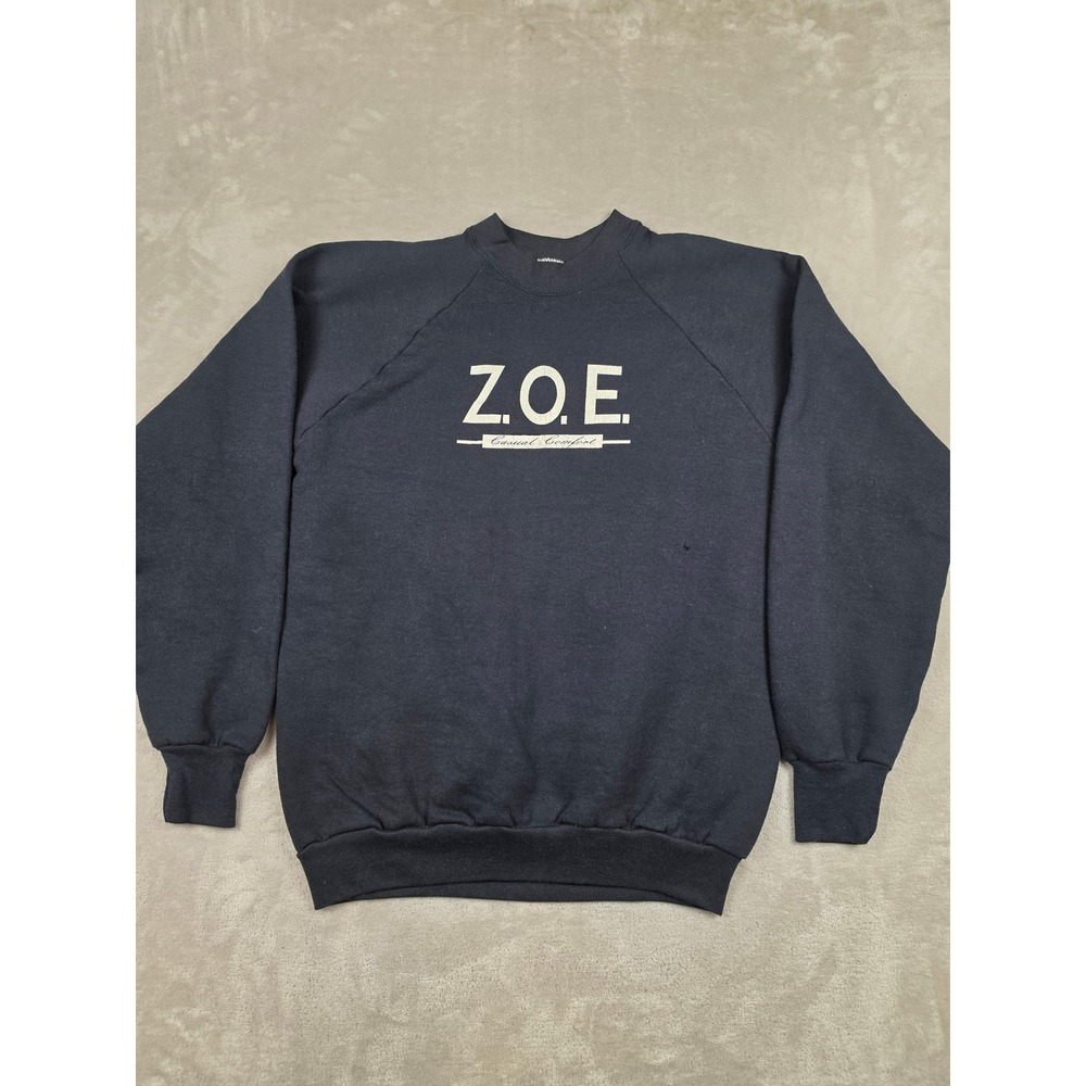 Vintage Sweatshirt Mens L Fit M/S Z.O.E. Casual Comfort Crewneck USA Made *Read